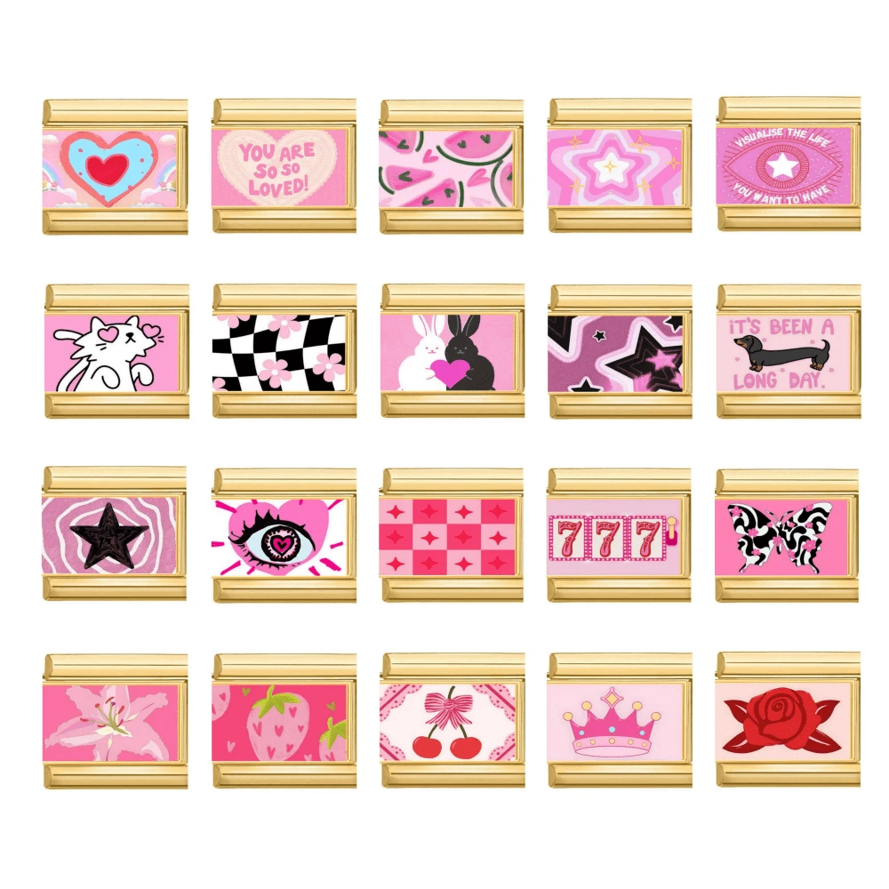 1 PC Sweet Girl Pink Series DIY Modular Bracelet Accessories, Heart/Rabbit/Flower/Graffiti Elements, Girly Style Versatile Jewelry Supplies - Pink - View 1