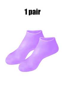 2 Pairs Silicone Moisturizing Socks, Purple & Pink Foot Care Soothing Socks, Reusable Aloe Vera Socks, Night SPA Socks, Gel Heel Socks, Prevent Cracking And Remove Dead Skin, Suitable For Dry Skin And Rough Feet Of Men And Women, Elastic Foot Care Socks, Home Foot Care, Mother's Day Gift, Skin Protection. Valentine's Day Gift, Body Care Tool To Use With Body Lotion - Multicolor - View 9
