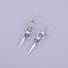 1对哥特朋克风骷髅铆钉吊坠耳环，适合女性日常、派对、聚会佩戴，时尚饰品 - 復古銀色 - 查看 5