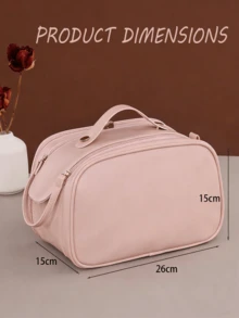 Pink Waterproof PU Leather Multifunctional Makeup Bag Double-Layer Large Capacity Portable Travel Cosmetic Bag Toiletries Storage Bag With Handle For Woman Dividers PU Makeup Bag Brush Storage Bag Men Business Wash Bag Makeup Bags Makeup Organizer Make Up Organizer Makeup Storage Back To School Supplies Make Up Bag[US-Based Shipping] Valentine's Day Gifts, Gifts For Women, Gifts For Girls. - 粉色 - 查看 11