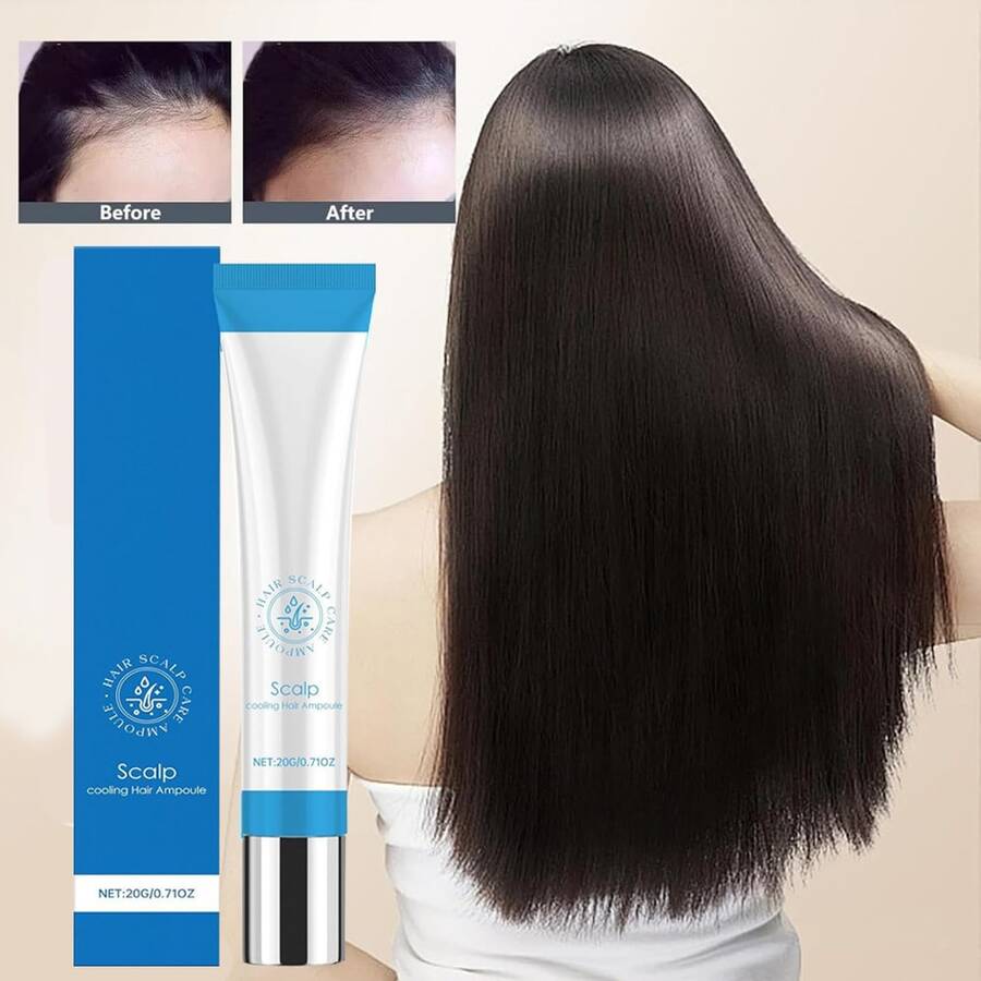 Scalp Essence, Nourishing Scalp Essence, Essence That Enhances And Thickens Hair, Suitable For Both Men And Women, Repairs Damage, Non-Greasy, Deeply Hydrating, Suitable For All Hair Types, Prevents Hair Frizz. - Xanh và trắng - Xem 1