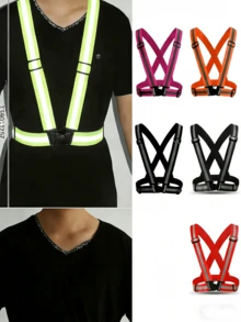 1 pieza Chaleco reflectante con correa elástica, chaleco reflectante para correr de noche, ciclismo en todas las estaciones - Multicolor - Ver 3