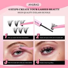 678PCS Lash Clusters With Spikes Wispy Eyelash Clusters Kit 14-20mm Spikes Lash ClustersVolume Cluster Eyelash Extensions Lash Clusters Kit Individual Lashes With Lash And Seal (40D 60D 80D 100D,10-18mm) - Bộ lông mi giả + dụng cụ - Xem 5