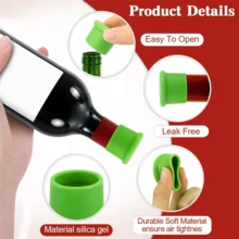 6/12pcs Reusable Silicone Wine Bottle Stoppers, Multi-Functional Airtight Bottle Caps Fit For Red Wine, Champagne, Condiment Bottles Of Various Mouth Sizes, Leak-Proof & Preservative - Multicolor - View 10