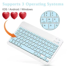 Wireless Bluetooth Keyboard Mouse Combo, Ultra-Thin Portable Compact Wireless Keyboard And Mouse Set, Compatible With Android, Windows Tablets, Smartphones, IPad Pro, IPad Air, IPad Mini, Supports IPadOS/IOS 13 And Above (Light Blue) - Light Blue - View 3