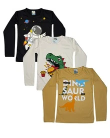 Set Of 3 Basic Long-Sleeved T-Shirts For Boys, Sizes 1 To 8 - Multifärgad - Visa 5