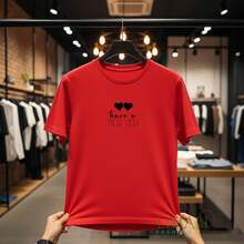 Camiseta Moda Feminina Casual Estampa frase HAVE A NICE DAY 100% Algodão Oversized Uso Diário - Vermelho - Visão 3