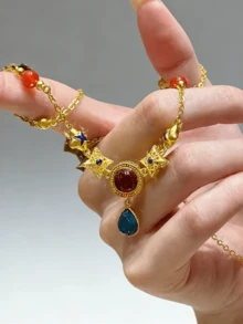 1件优雅不锈钢女士项链，金色首饰，百搭高端项链，适合女士宴会、派对、商务、休闲、日常佩戴，春夏皆宜。 - 優雅氣質風 - 查看 4