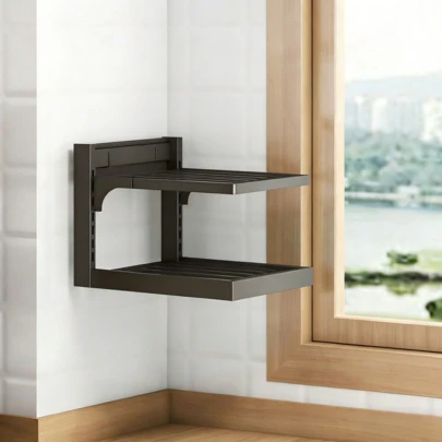 Suporte de parede dobrável para panelas (1 unidade), economiza espaço, com alta capacidade de carga em camada dupla e instalação sem furos. Permite armazenar panelas em camadas, otimizando o espaço, e é ideal para pias de cozinha, armários, bancadas, varandas, etc., oferecendo praticidade.