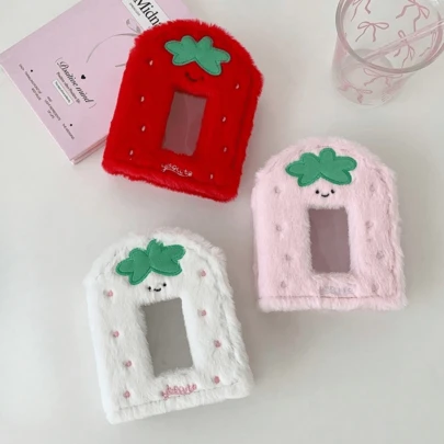 1pc A8 Cartoon Strawberry Grid Photo Album, Teenage Idol Photo Card Storage Album, Mini Photo Album