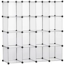 Self-Assembly Cube Storage System, 16 Cube Storage Boxes, Plastic Cabinet, 125 X 32 X 125 Cm - trắng - Xem 6