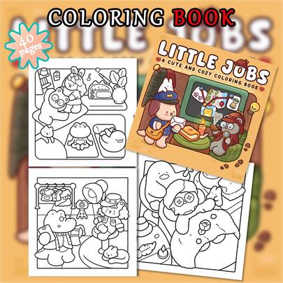 40 Pages - 190gsm, Cute Coloring Book, Featuring Adorable And Hugging Themes, Thick And Durable, Soothing And Cute Style, With Anthropomorphic Cute Pets And Professional Scene Illustrations, Rich In Details. Suitable For Stress Relief And Relaxation, For Children's Coloring And Parent-Child Interaction. A Cute And Lovable Coloring Book, Perfect As A Gift For Girls.