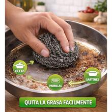 Set de fibras para trastes, limpieza profunda esponja cocina resistente utensilio limpieza duradero protección vajilla cristalería útil fácil manejo, hechas de acero inoxidable de alta calidad - 5 Pcs - Ver 2