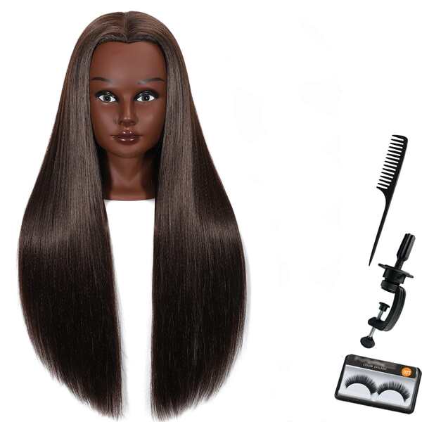 BaodanHair Mannequin Head With Hair 28" Cosmetology Manikin Doll Head Mannequin Head For Braiding Hairstylists Cosmetology Students Practice Styling With Free Clamp