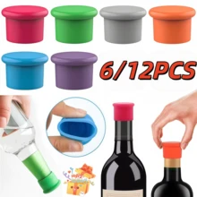 6/12pcs Reusable Silicone Wine Bottle Stoppers, Multi-Functional Airtight Bottle Caps Fit For Red Wine, Champagne, Condiment Bottles Of Various Mouth Sizes, Leak-Proof & Preservative - Multicolor - View 2