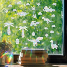 SHAWULA 35Pcs Dinosaur Window Stickers Prevent Birds From Hitting Windows, Rainbow Sun Catcher Stickers No Glue Required, Non-Adhesive Reusable Vinyl - Multicolor - View 6