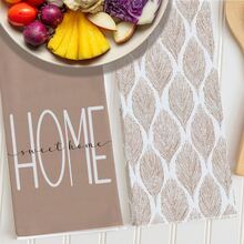 2pcs Simple Brown Geometric Leaf "Sweet Home" Pattern Kitchen Towels, Soft Polyester Material Dish Cloths, Suitable For Kitchen Decor, Cleaning, Holiday Party Decoration, Kitchen & Bathroom Essentials, Home Decor, Housewarming Gift - Multicolor - View 8