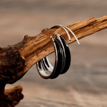 1对女士时尚波西米亚风不对称耳环，简约设计，适合日常佩戴和特殊礼物 - 復古銀色 - 查看 7