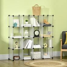 Self-Assembly Cube Storage System, 16 Cube Storage Boxes, Plastic Cabinet, 125 X 32 X 125 Cm - trắng - Xem 3