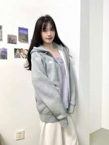 Nike Men's 2025 Autumn/Winter New Casual Loose Hoodie Jacket, New Thermal Lined Zip-Up Long Sleeve Knit Jacket, Gray - Grey - View 10