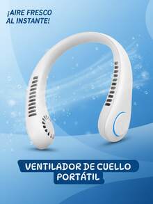 DOSYU Ventilador de Cuello Portátil Tipo Collar Abanico 3 Velocidades de Aire Ultra Silencioso Batería Recargable Material Suave Ligero - Blanco - Ver 2
