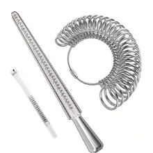 KLONKEE Ring Sizer Tool Kit, Includes Ring Gauge & Finger Sizer Tape, US-HK 4-In-1 Alloy/Plastic Measuring Rod With Core Axis And Ring Size Scale, Suitable For Jewelry Measurement - Multicolor - View 1