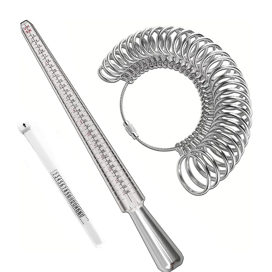KLONKEE Ring Sizer Tool Kit, Includes Ring Gauge & Finger Sizer Tape, US-HK 4-In-1 Alloy/Plastic Measuring Rod With Core Axis And Ring Size Scale, Suitable For Jewelry Measurement - Multicolor - View 1