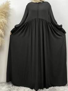 1pc Solid Color Nida Fabric Soft & Breathable Abaya With Elastic Cuffs, Front Zipper, Suitable For Muslim Women's Daily Wear, All Season - Multicolor - View 20