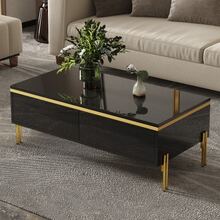 High-Gloss Modern Coffee Table, Elegant Side Table, Multifunctional Living Room Furniture, Dimensions 100 X 50 X 36 Cm (L X W X H) - Black - View 8
