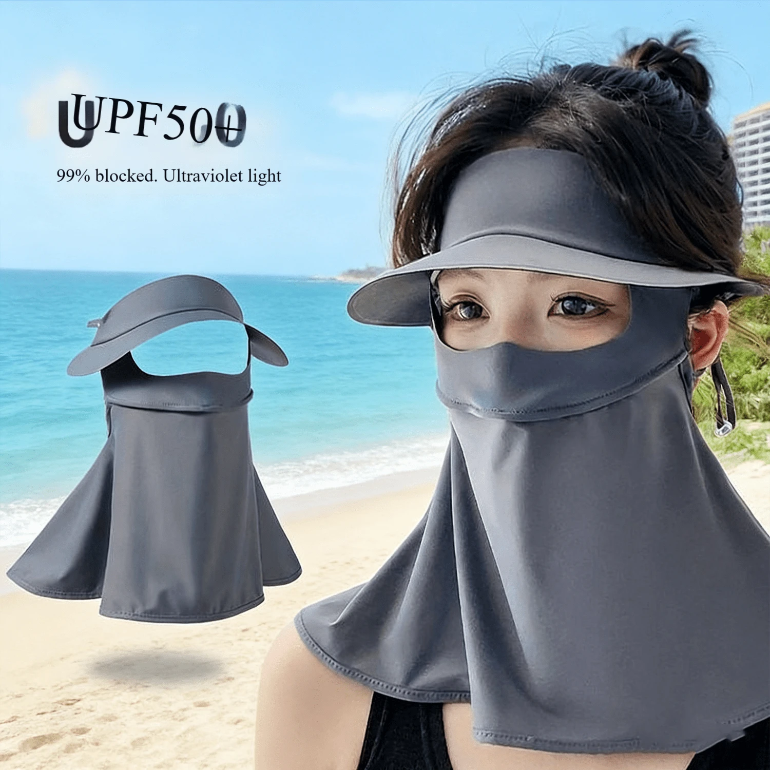 Sommar solskyddande ansiktsmask - UPF50 UV-skydd, andningsbart issident tyg med ögonskydd - Flerfärgad - Visa 1