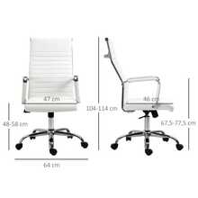 Ergonomic Office Chair With Rocking Function, 360° Swivel Casters, Steel Legs, Faux Leather Upholstery, 120 Kg Weight Capacity, Dimensions: 54 X 62 X 104-114 Cm - White - View 3