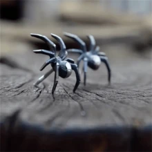 1对复古创意蜘蛛耳钉，时尚朋克风饰品，女士礼物 - 黑色 - 查看 1