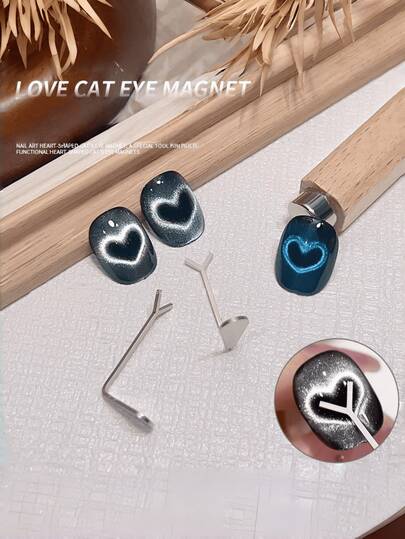 Y型心形猫眼磁性美甲工具，专为圣诞装饰、节日礼物、约会、郊游、旅行而设计。方便携带，易于收纳，包装精美——是新年、派对和盛会的完美之选。