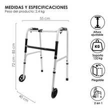 Andadera Para Adultos Con Ruedas Plagable 2 En 1 Desarmable - Plateado - Ver 2