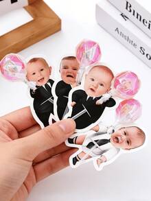 10/25/50/100/150pcs Customized Photo Paper, Customizable Baby/Boss Theme Card Holder Set - Customizable Design, Suitable For Various Parties, Meetings, Celebrations, Children's Birthday Gifts, Personalized Greeting Cards, Lollipop Card Inserts, Candy Gifts, Easter Decorations, Suitable For Birthday Gifts, Valentine's Day Gifts, Bridesmaid Gifts, Thanksgiving Gifts, New Year Gifts And Party Decorations - Multicolor - View 10