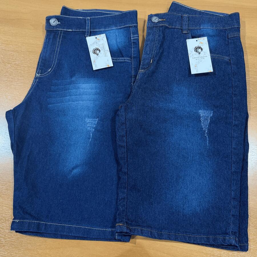 KIT 2 Men's Bermuda Jeans In Worn Blue And Mustache Blue With Elasticity - Màu xanh lam - Xem 1