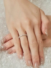 1pc 925 Sterling Silver Cubic Zirconia Ring, Suitable For Earrings, Elegant Sparkling Crystal Earrings, Suitable For Engagement, Anniversary, Wedding And Other Occasions - Bạc - Xem 6