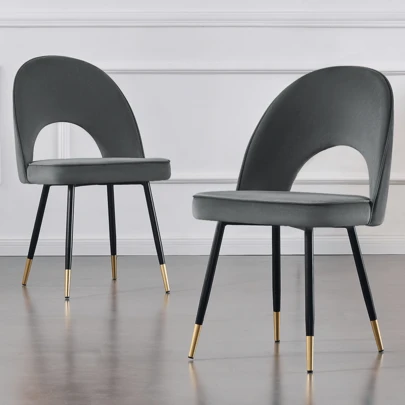 AINPECCA Velvet Dining Chairs Set Of 2/4 Side Chairs Kitchen Corner Chairs With Metal Legs, Modern Leisure Chairs For Dining Room/Living Room/Office Chair