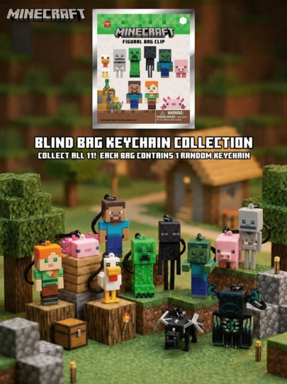  1pc Official Authorized Minecraft Blind Bag Keychain, 3D Foam Blind Box Mystery Gift Bag Clip & Pendant Zipper Pull Backpack Accessory Collectible