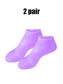 2 Pairs Silicone Moisturizing Socks, Purple & Pink Foot Care Soothing Socks, Reusable Aloe Vera Socks, Night SPA Socks, Gel Heel Socks, Prevent Cracking And Remove Dead Skin, Suitable For Dry Skin And Rough Feet Of Men And Women, Elastic Foot Care Socks, Home Foot Care, Mother's Day Gift, Skin Protection. Valentine's Day Gift, Body Care Tool To Use With Body Lotion - Multicolor - View 10