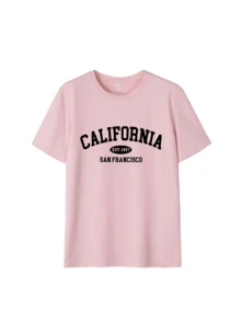 3pcs/Set Summer New Simple American Letter Design Graphic Print Casual Round Neck Short Sleeve T-Shirt, Fashionable & Versatile Women Tops - Black and White and Pink - View 7