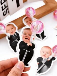 10/25/50/100/150pcs Customized Photo Paper, Customizable Baby/Boss Theme Card Holder Set - Customizable Design, Suitable For Various Parties, Meetings, Celebrations, Children's Birthday Gifts, Personalized Greeting Cards, Lollipop Card Inserts, Candy Gifts, Easter Decorations, Suitable For Birthday Gifts, Valentine's Day Gifts, Bridesmaid Gifts, Thanksgiving Gifts, New Year Gifts And Party Decorations - Multicolor - View 4