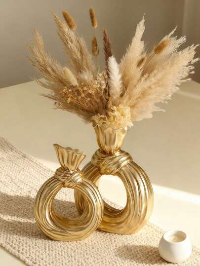 1pc Modern Minimalist Round Knot Resin Vase, Suitable For Home, Hotel, Restaurant Tabletop And Entrance Decor, For Floral, Plant Cultivation, Tabletop Decoration