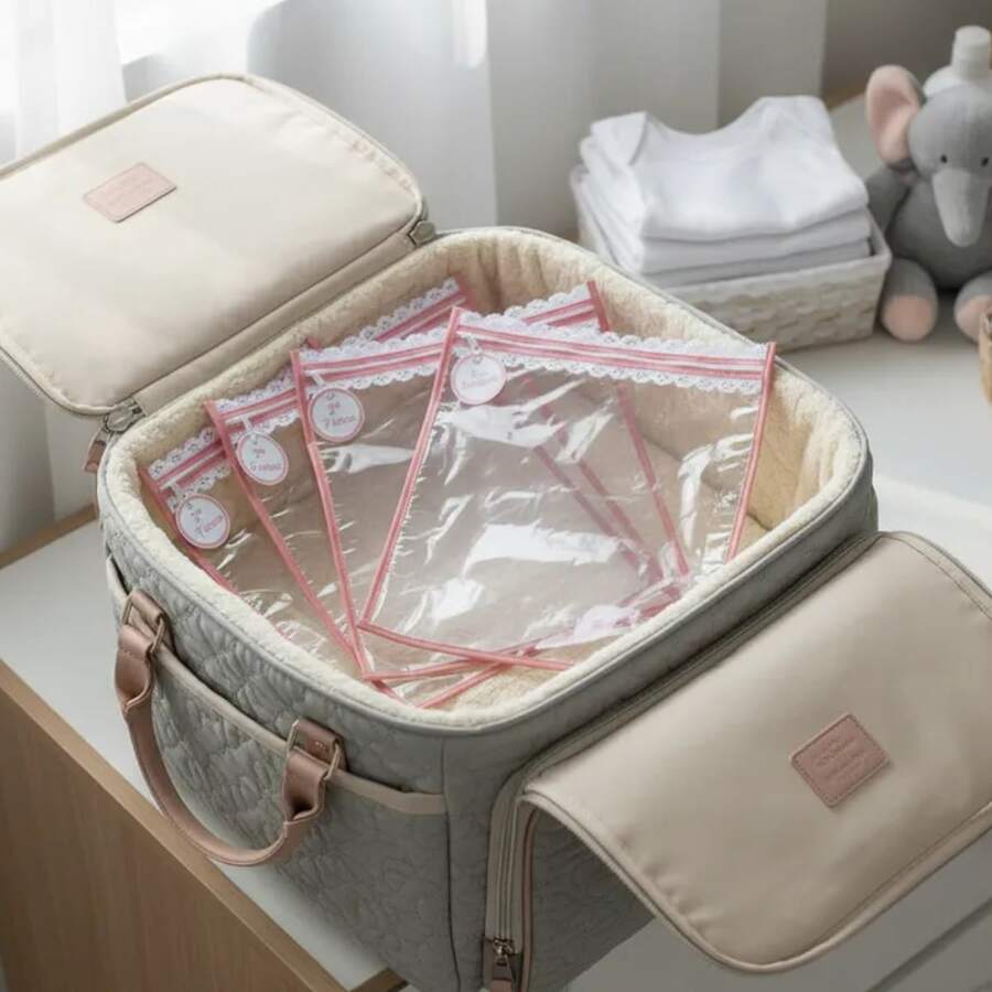 Maternity Organizer Bag Kit With 5 Units And Zipper - 乾枯玫瑰色 - 查看 1