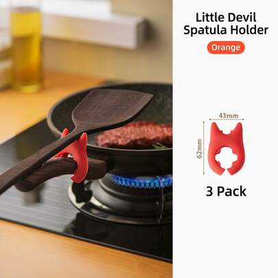 1 Little Devil Spatula Rack - Buy One Get Two Free, 3 Colors Available - Kitchen Non Perforated Integrated Spatula Holder, High Temp Resistant, Heat-Resistant, Anti-Overflow Silicone Spatula Rack