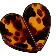 Women's Heart-Shaped Magnetic Hair Clips - Acetate Fiber Seamless Hair Accessories, Leopard Print And Solid Color Hair Clips Suitable For Buns And Chignons, An Ideal Gift - Multicolor - View 12