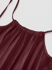 Backless Cami Dresses For Women Cami Lounge Dress Backless Solid Color Sleeveless House Dress Long Sundress With Back Tie - Màu Đỏ Sâu - Xem 4
