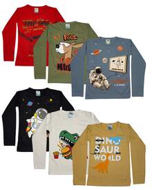 Set Of 3 Basic Long-Sleeved T-Shirts For Boys, Sizes 1 To 8 - Multifärgad - Visa 1