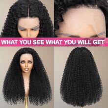 200% Density Curly Lace Front Wig 13x4 HD Lace Frontal Wigs Human Blended Wig - 5x5 Pre Cut Curly Wig Glueless Jerry Curly Deep Wave Brazilian Virgin Hair Lace Front Wigs Curly Water Wave Lace Front Wig For Women - Natural & Black - View 3