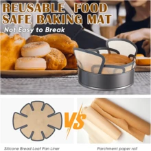 2片装加长硅胶烘焙垫，不粘硅胶烤盘衬垫 - 可重复使用，适用于饼干、马卡龙、面包、糕点，防止蛋糕粘连，9.5 x 5 英寸圆形面包模具，厨房烘焙用品 - 彩色 - 查看 9